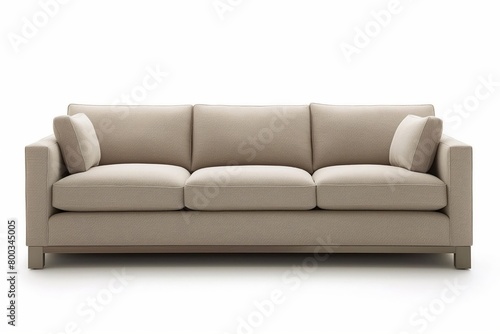 Contemporary minimalist sofa design with clean lines and low profile, isolated on white background, perfect for interior styling and modern living room decor