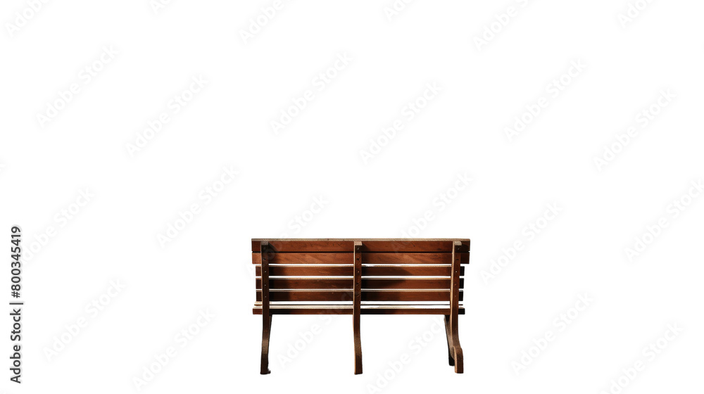 A wooden bench perched atop a pristine white wall on transparent background A wooden bench perched atop a pristine white wall on transparent background