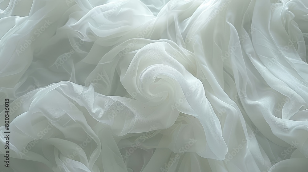   A tight shot of white fabric, adorned with abundant ruffles at its lower edge