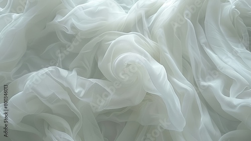   A tight shot of white fabric, adorned with abundant ruffles at its lower edge photo