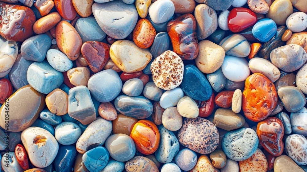 multicolored sea polished stones, rolled pebbles on the sea shore texture gems generative ai multicolored sea polished stones, rolled pebbles on the sea shore texture gems generative ai
