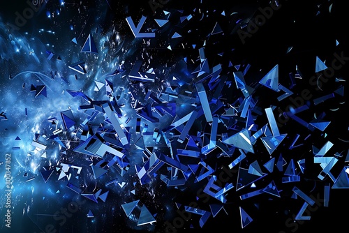 Abstract isolated blue image of a math signs. Polygonal illustration looks like stars in the blask night sky in spase or flying glass shards. Digital design for website, web, internet . photo