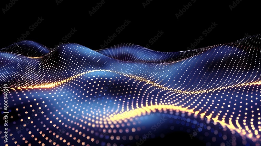 Undulating Golden Particles Against a Captivating Black Backdrop for Luxury Tech Branding Undulating Golden Particles Against a Captivating Black Backdrop for Luxury Tech Branding