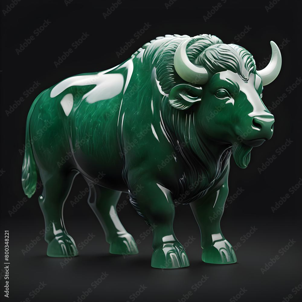 Fototapeta premium Jade OX (Buffalo) Statue | 12 Zodiac animals in China & Vietnam