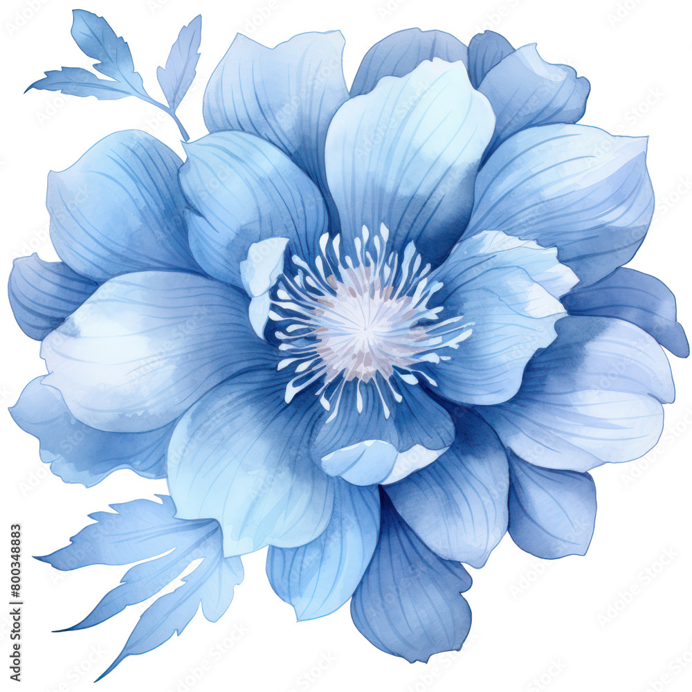 Blue flower bunch watercolor isolated on white background