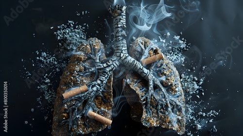 Representation of Deteriorating Lungs Crafted from Cigarettes