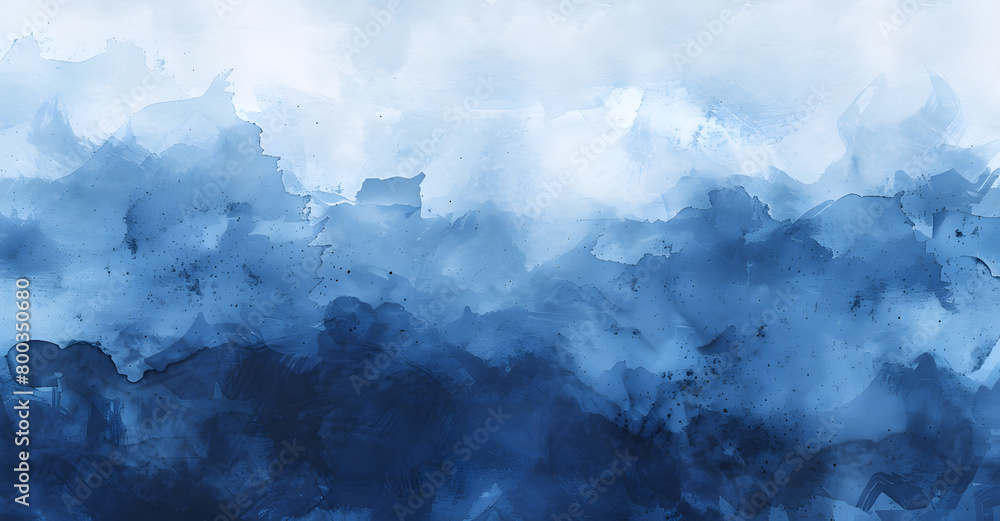 Textura de pintura azul manchas sobre fondo blanco difuminado.