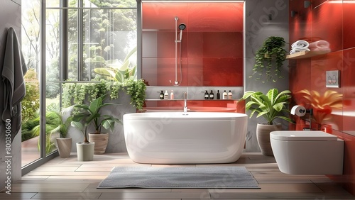 Eco-friendly Bathroom Design with Water Conservation. Concept Bathroom Design, Eco-friendly, Water Conservation photo