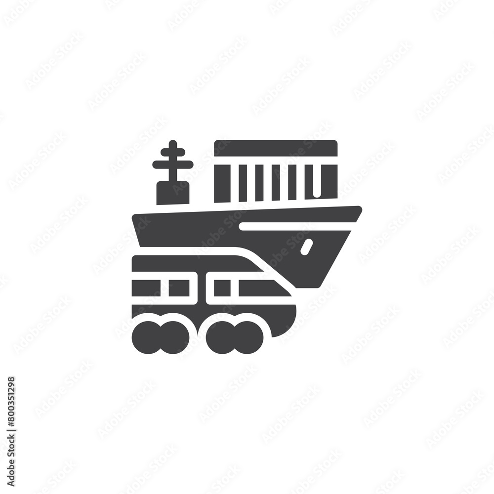 Cargo ship and train vector icon