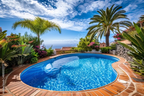 A private pool in a garden of a house