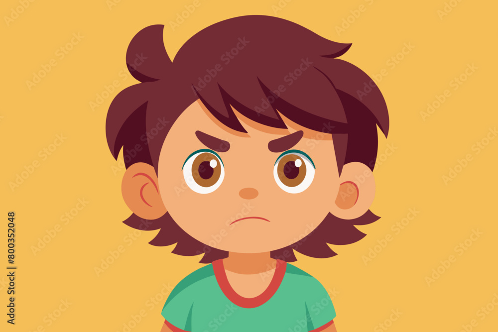 A cartoon boy with brown hair A cartoon boy with brown hair