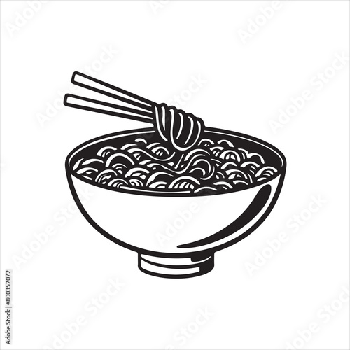 Hot soup icon with plate. Hot steam out form soup.Ramen noodle soup bowl line art vector icon for food apps and websites 
