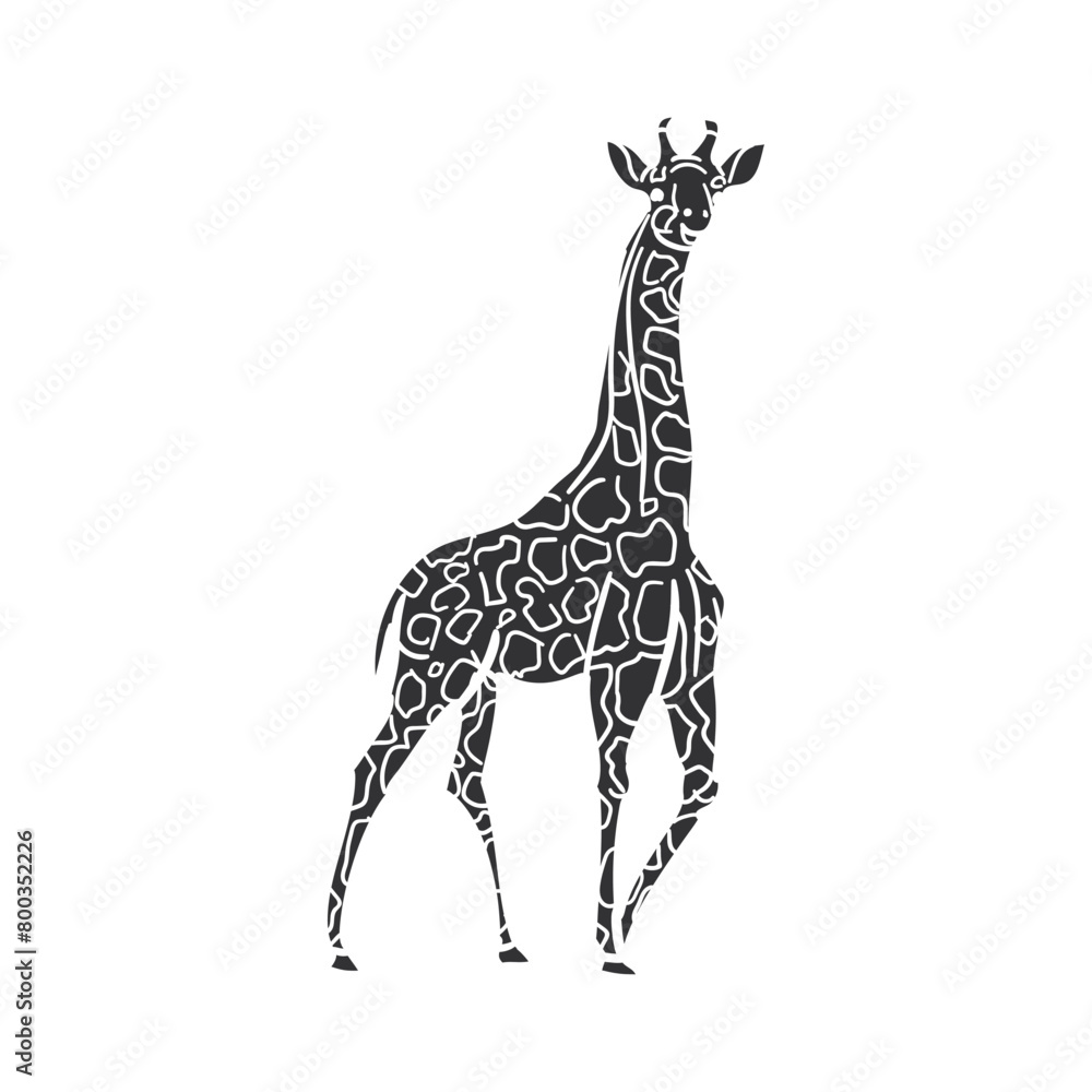 Naklejka premium Giraffe Icon Silhouette Illustration. African Animals Vector Graphic Pictogram Symbol Clip Art. Doodle Sketch Black Sign.