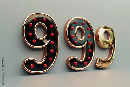 Number 999 in 3d style