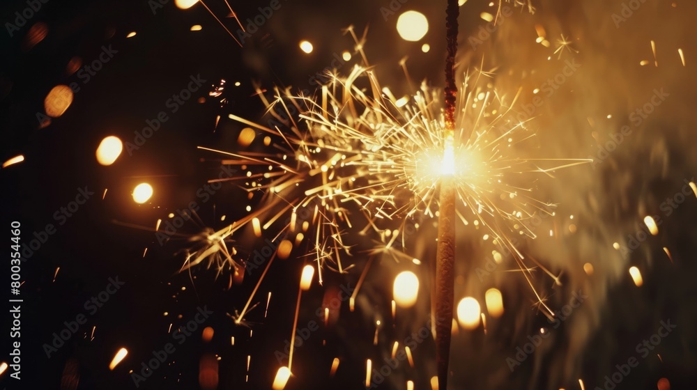 Obraz premium festive fireworks explosions on dark background generative ai