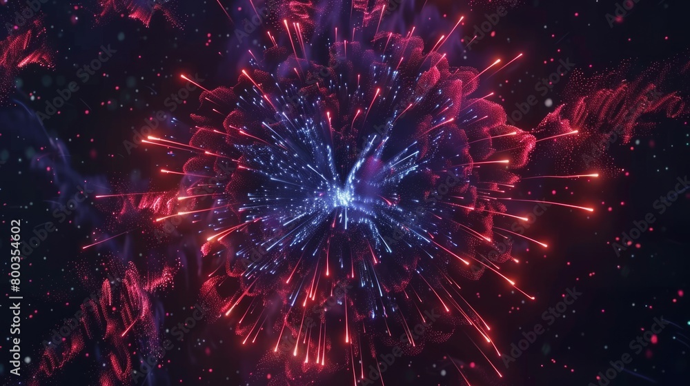 Fototapeta premium festive fireworks explosions on dark background generative ai