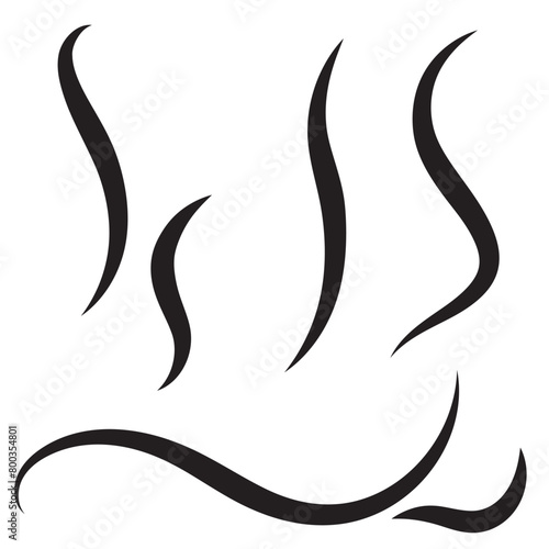 Aromas vaporize icons. Smoke, steam flat line icons.