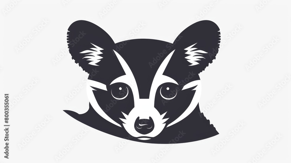 A highly simplified, modern vector illustration of a Marten's face, focusing on bold contrasts and uncomplicated shapes A highly simplified, modern vector illustration of a Marten's face, focusing on bold contrasts and uncomplicated shapes