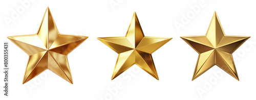 Gold star 3D isolated transparent background christmas decoration
