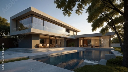 Architectural Design: Start by modeling the exterior of the house, paying close attention to the clean lines, geometric shapes, and contemporary elements characteristic of modern architecture. photo