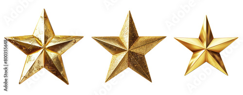 Gold star 3D isolated transparent background christmas decoration