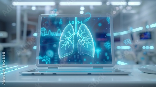 Cutting-Edge Healthcare Technology: AI and Smart Devices for Lung Visualization in 3D Hologram photo