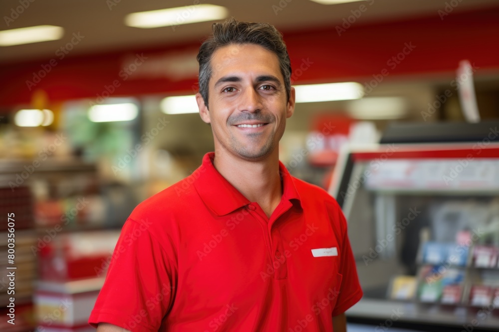 Fototapeta premium store or shop clerk person portrait concept