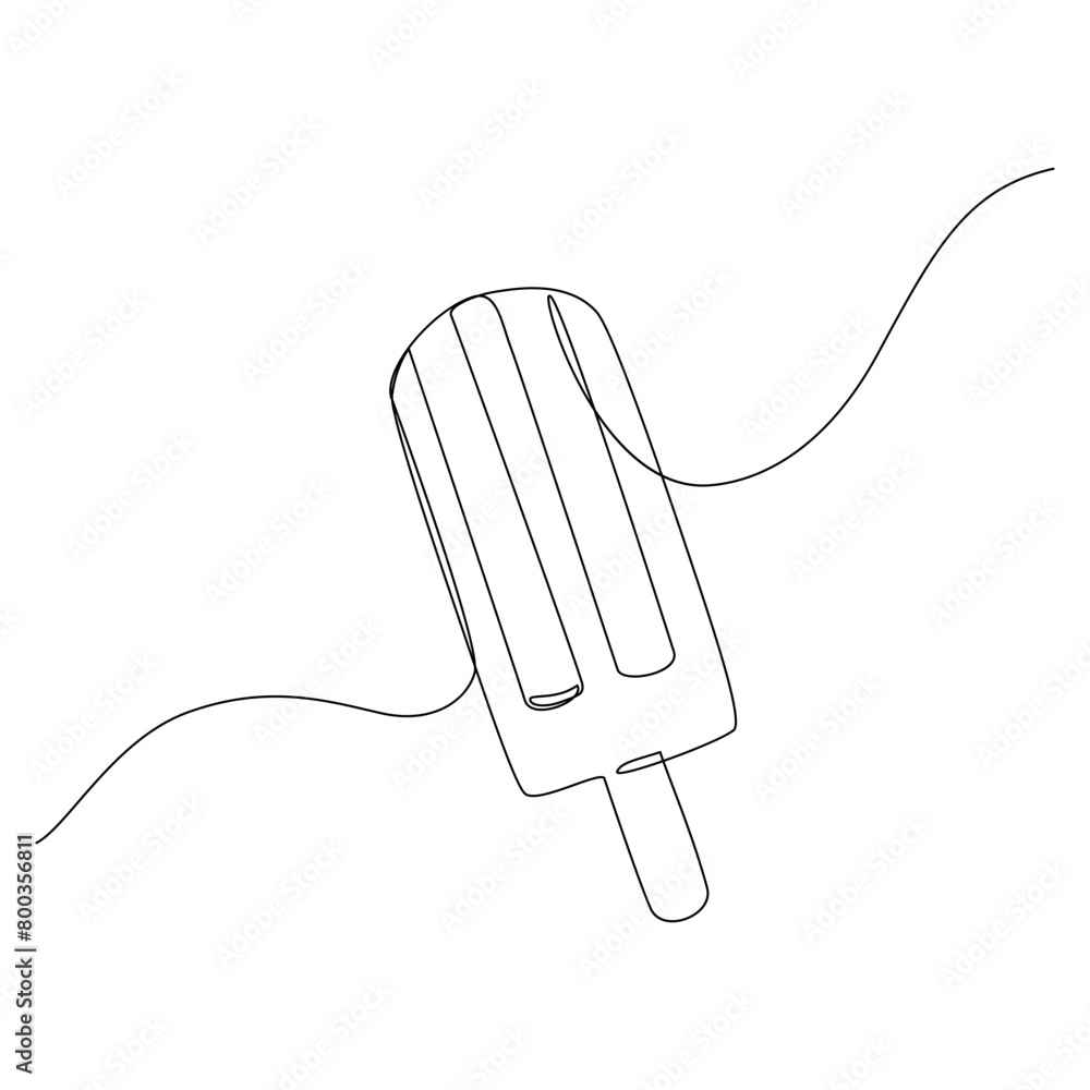Obraz premium Abstract ice cream continuous one line drawing set isolated on white background.