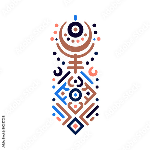 Authentic Amazigh Tuareg Art: Colorful Tribal Inspired Abstract Design for ancestral Symbol	