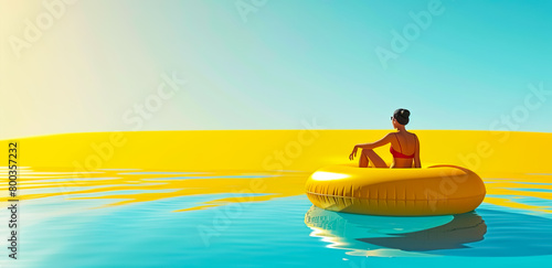 Mininal design of summer scene in outdoor suny mood.vacation and relax concepts design photo