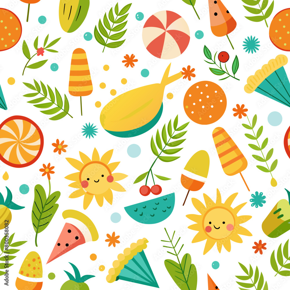 pattern with summer illustration
