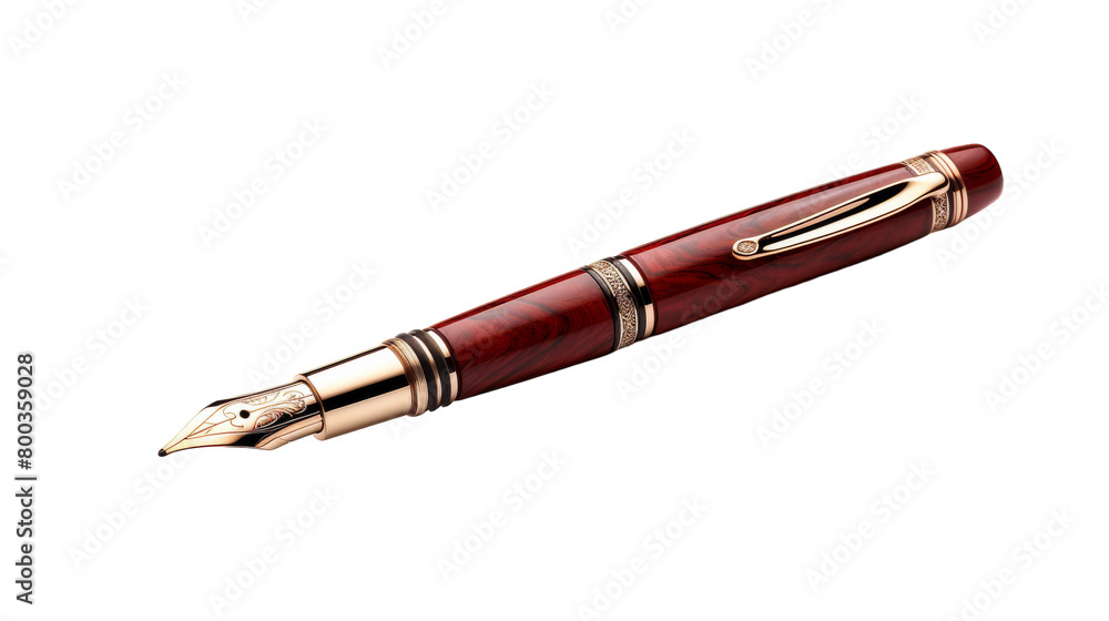 A red pen with luxurious gold trimming and a sleek black tip, exuding elegance and sophistication on transparent background A red pen with luxurious gold trimming and a sleek black tip, exuding elegance and sophistication on transparent background