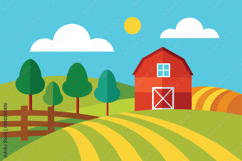 Farm Scene Vector Background design