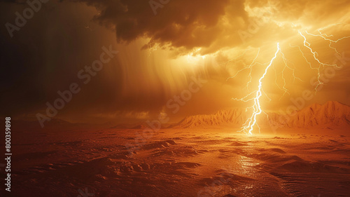 Lightning strike over desert