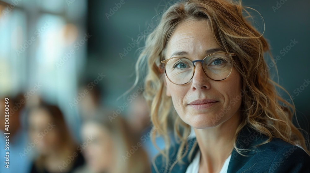Female executive leading a training session for international staff, focusing on company ethics and compliance. Female executive leading a training session for international staff, focusing on company ethics and compliance.
