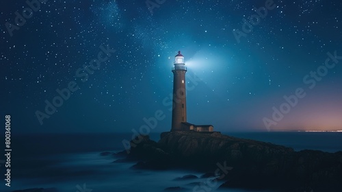 Lighthouse Casting Celestial Beam, Maritime Navigation Aid