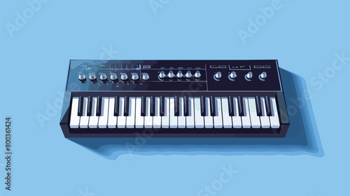 Modern synthesizer keyboard on blue background Vector