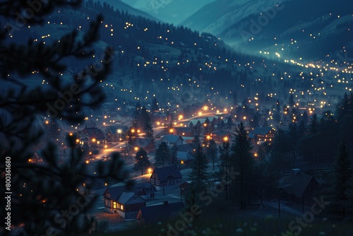 Luminous Northwest Villages Under the Night Sky photo
