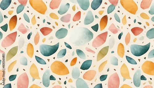 Abstract italian terrazzo style watercolor seamless pattern texture marble. 