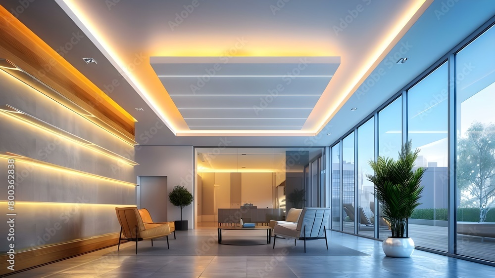 Design Concept: Modern Suspended Plasterboard Ceiling with LED Panels ...