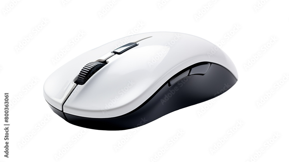 White and black computer mouse on white background on transparent background White and black computer mouse on white background on transparent background