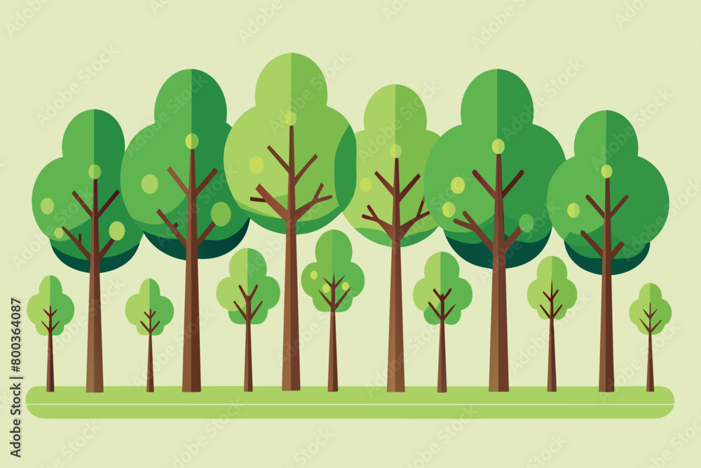 Obraz premium A row of trees with a green background