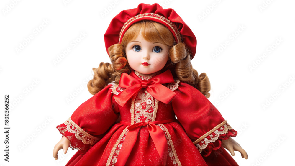 A doll red dress, isolated on a transparent background. A doll red dress, isolated on a transparent background.