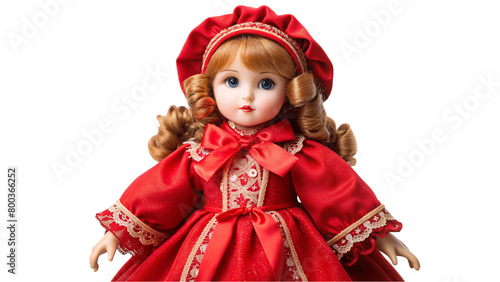 A doll red dress, isolated on a transparent background.