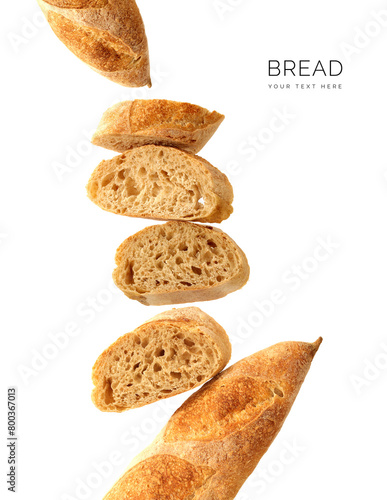 Creative layout made of bread on the white background. Food concept. Macro concept. (ID: 800367013)