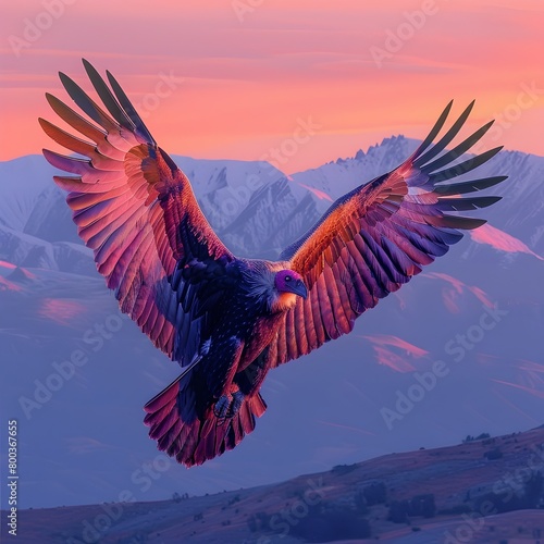 Condor's Majestic Andean Flight: Embracing Vast Scenic Beauty