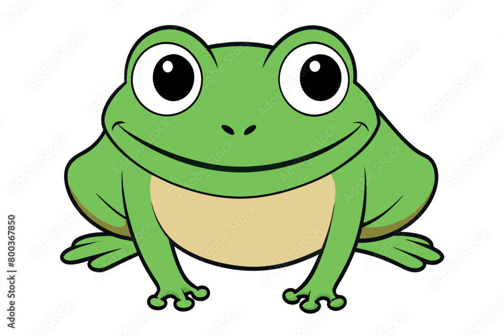 A cartoon frog is smiling and looking at the camera A cartoon frog is smiling and looking at the camera
