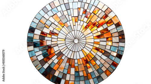 Circular stained glass window against a white background on transparent background
