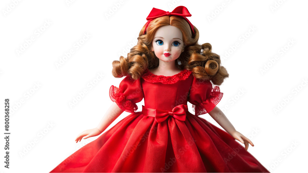 A doll red dress, isolated on a transparent background.