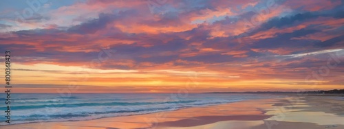 Beach horizon hues, The stunning palette of colors painted across the sky at sunset. © xKas
